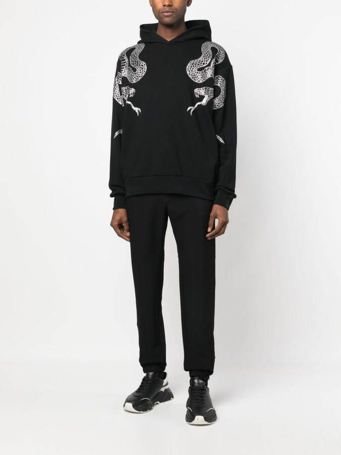 Philipp Plein Hoodie met slangenprint Zwart