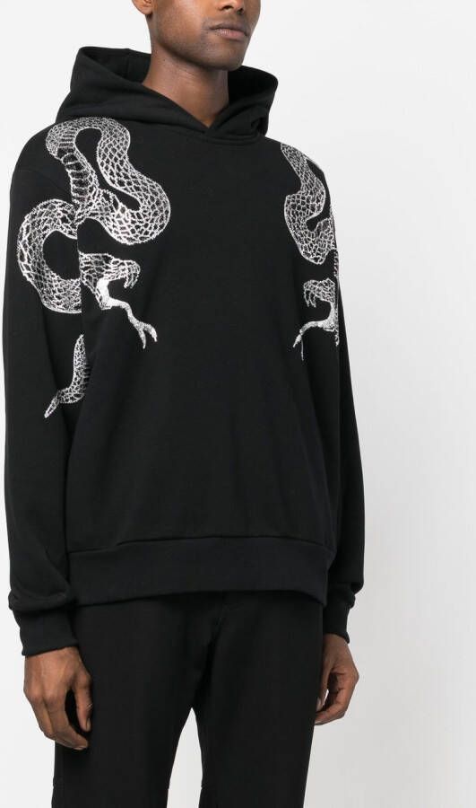 Philipp Plein Hoodie met slangenprint Zwart
