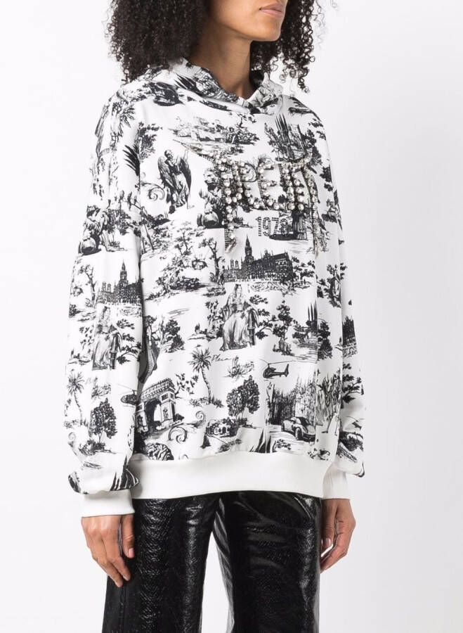 Philipp Plein Hoodie verfraaid met kristallen Wit