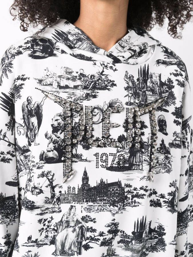 Philipp Plein Hoodie verfraaid met kristallen Wit
