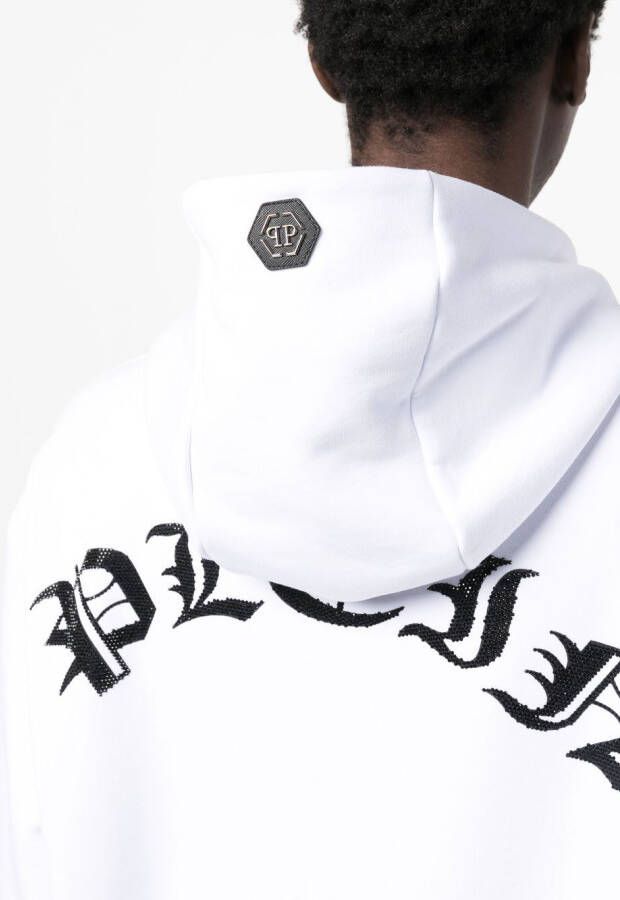 Philipp Plein Hoodie verfraaid met stras Wit