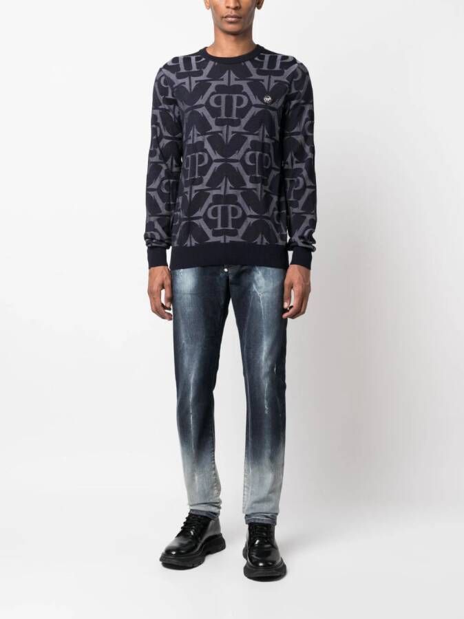 Philipp Plein Intarsia sweater Blauw