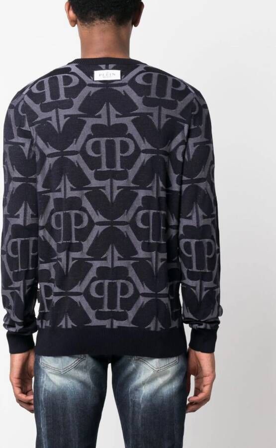 Philipp Plein Intarsia sweater Blauw