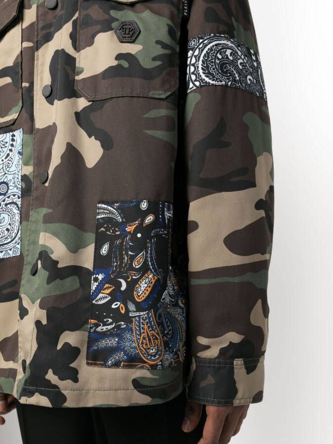 Philipp Plein Jack met camouflageprint Groen