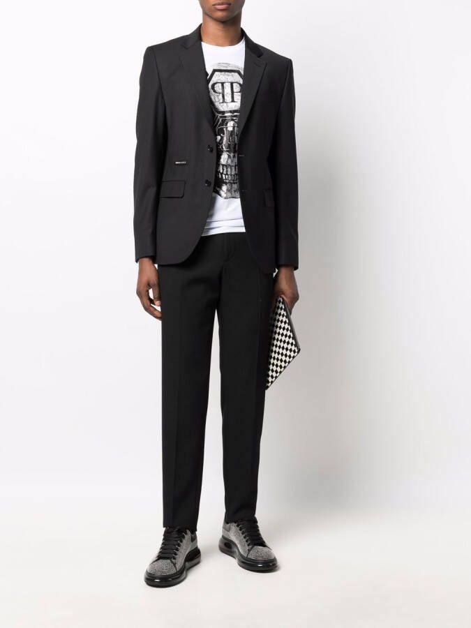Philipp Plein Jack met enkele rij knopen Zwart