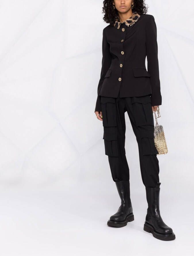 Philipp Plein Jack met luipaardkraag Zwart