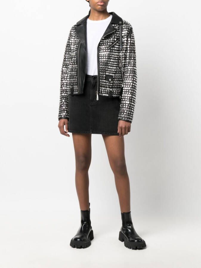 Philipp Plein Jack verfraaid met kristallen Zwart
