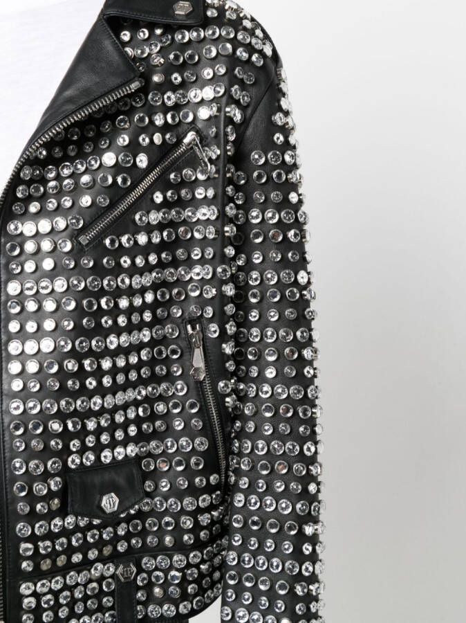 Philipp Plein Jack verfraaid met kristallen Zwart