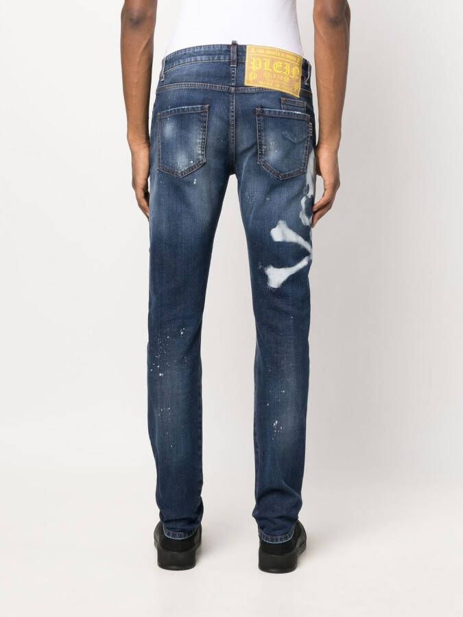 Philipp Plein Jeans met doodskopprint Blauw