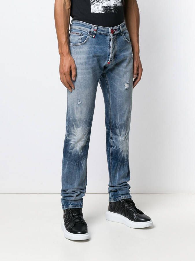 Philipp Plein jeans met faded effect Blauw