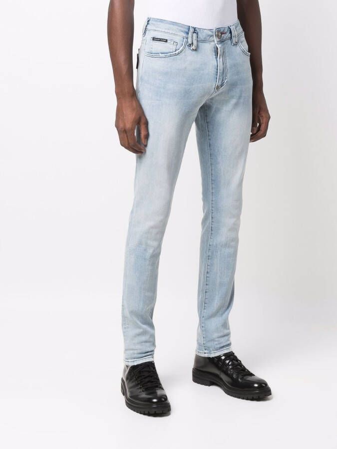 Philipp Plein Jeans met logoplakkaat Blauw