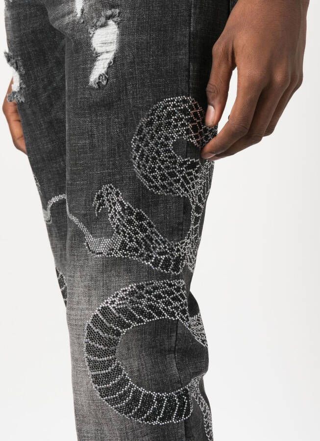 Philipp Plein Jeans met slangenprint Grijs