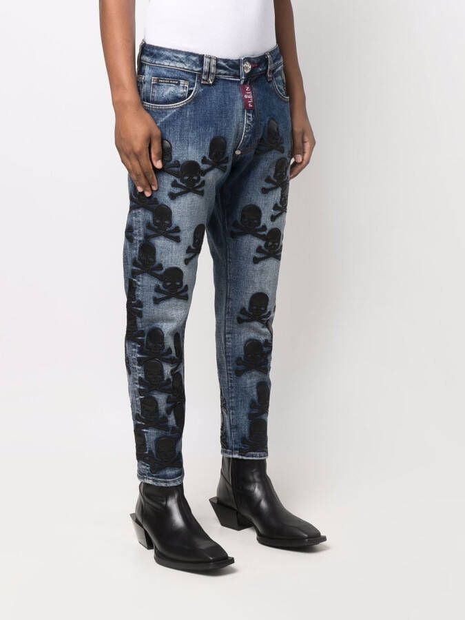 Philipp Plein Jeans met toelopende pijpen Blauw