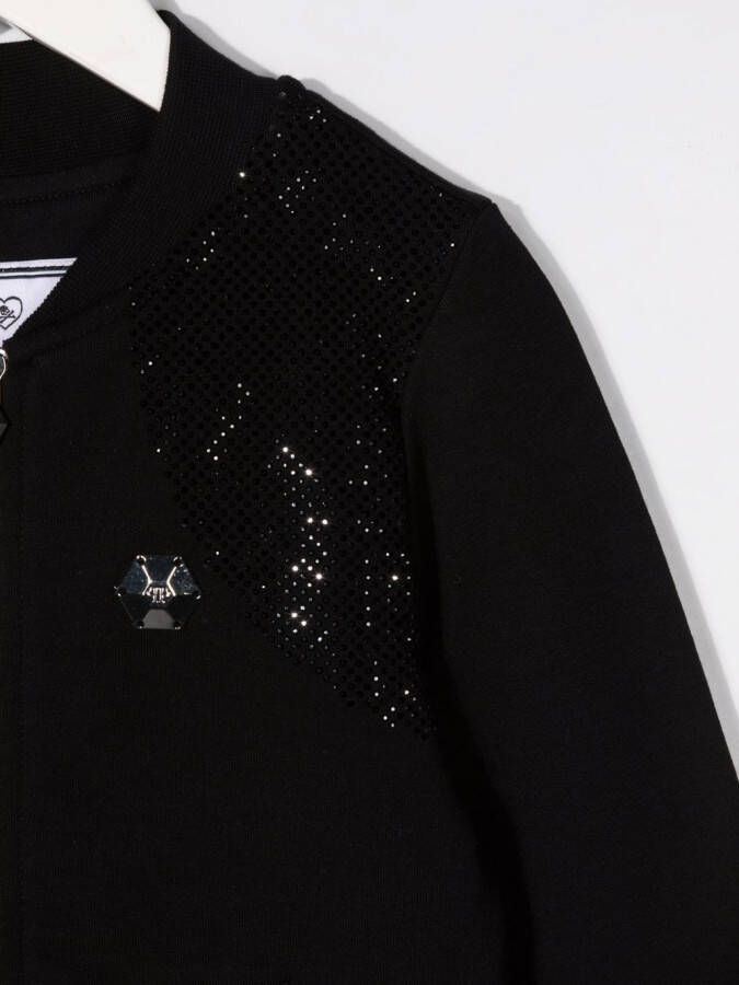 Philipp Plein Junior Bomberjack met stras Zwart