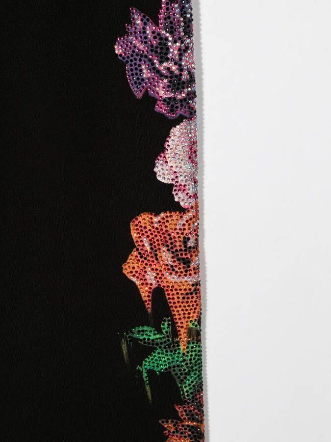 Philipp Plein Junior Broek met bloemenprint Zwart