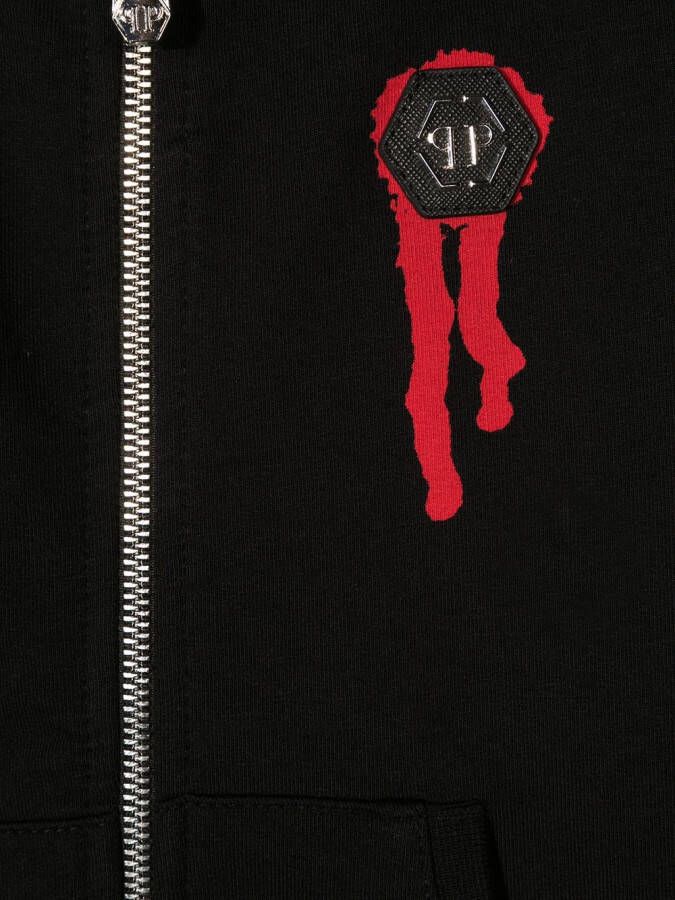 Philipp Plein Junior Hoodie met lange mouwen Zwart