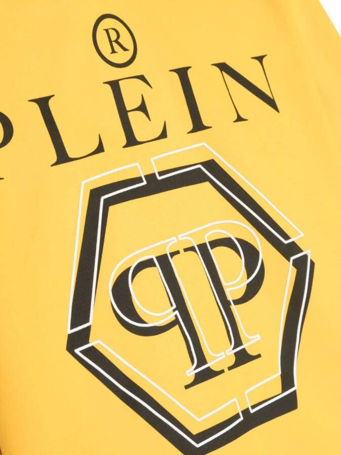 Philipp Plein Junior Hoodie met logoprint Geel