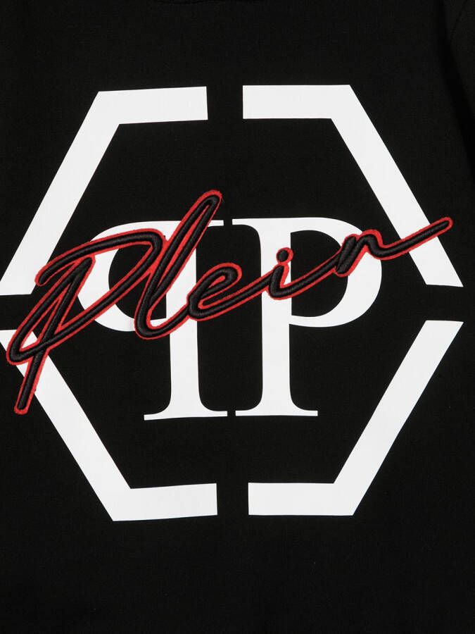 Philipp Plein Junior Hoodie met logoprint Zwart