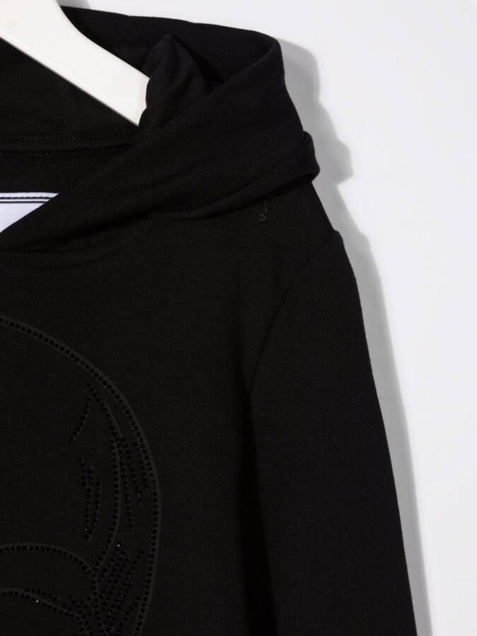 Philipp Plein Junior Hoodie verfraaid met doodskop Zwart