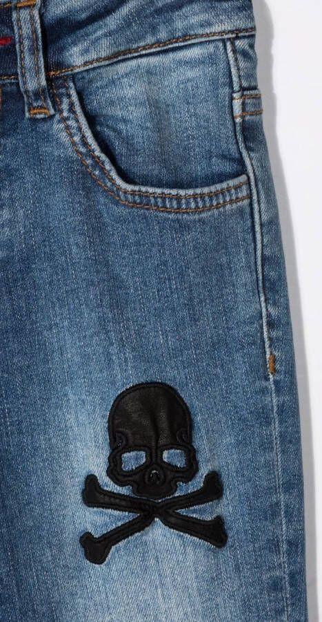 Philipp Plein Junior Jeans met borduurwerk Blauw