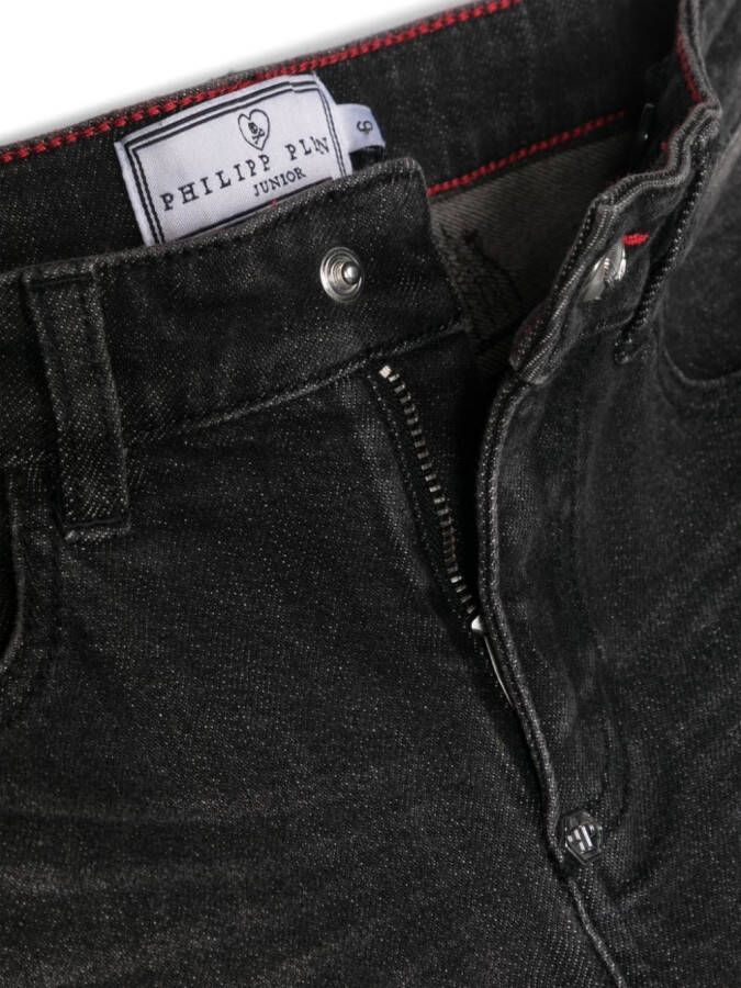 Philipp Plein Junior Jeans met geborduurd logo Zwart