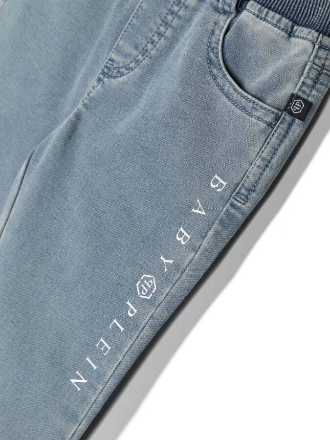 Philipp Plein Junior Jeans met logoprint Blauw