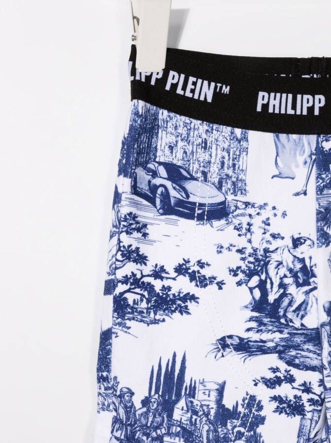 Philipp Plein Junior Legging met print Wit