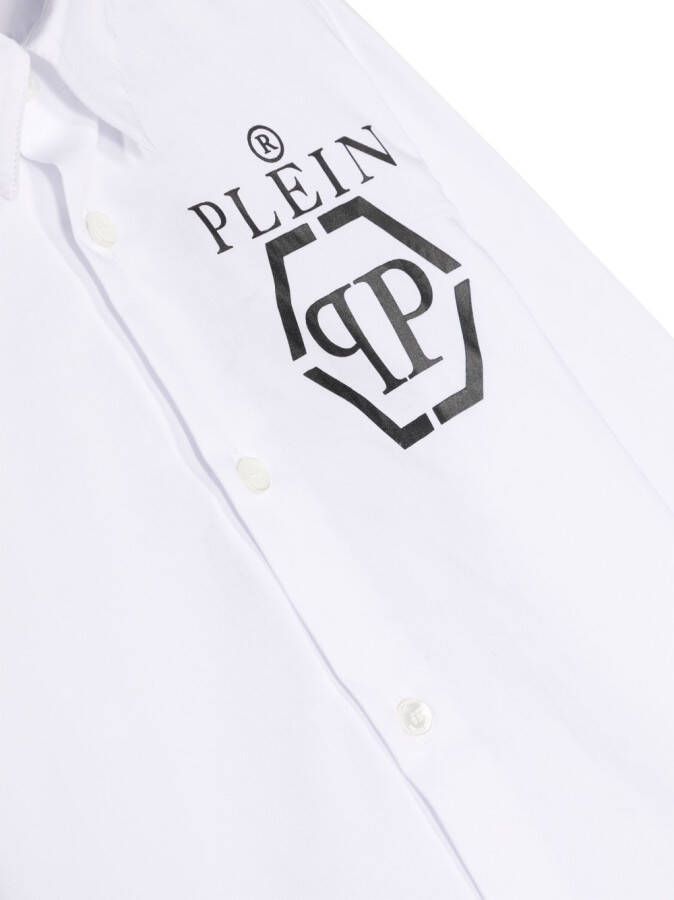 Philipp Plein Junior Shirt met logoprint Wit
