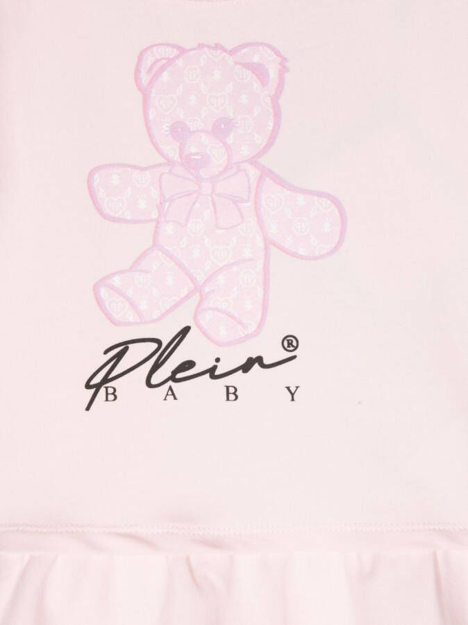 Philipp Plein Junior Mini-jurk met teddybeerprint Roze