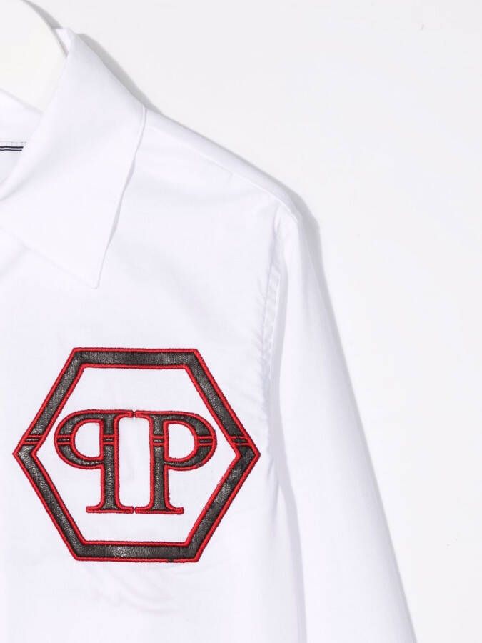 Philipp Plein Junior Shirt met borduurwerk Wit