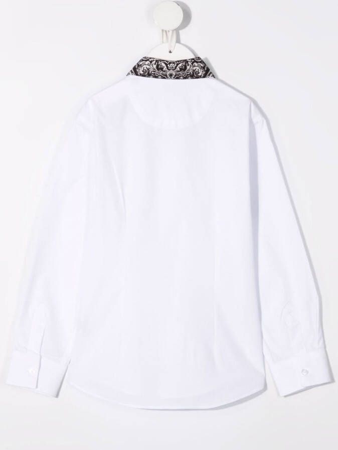 Philipp Plein Junior Shirt met contrasterende kraag Wit