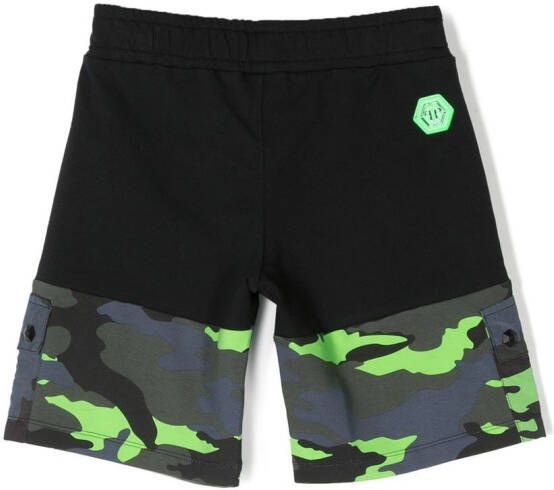 Philipp Plein Junior Shorts met camouflageprint Zwart