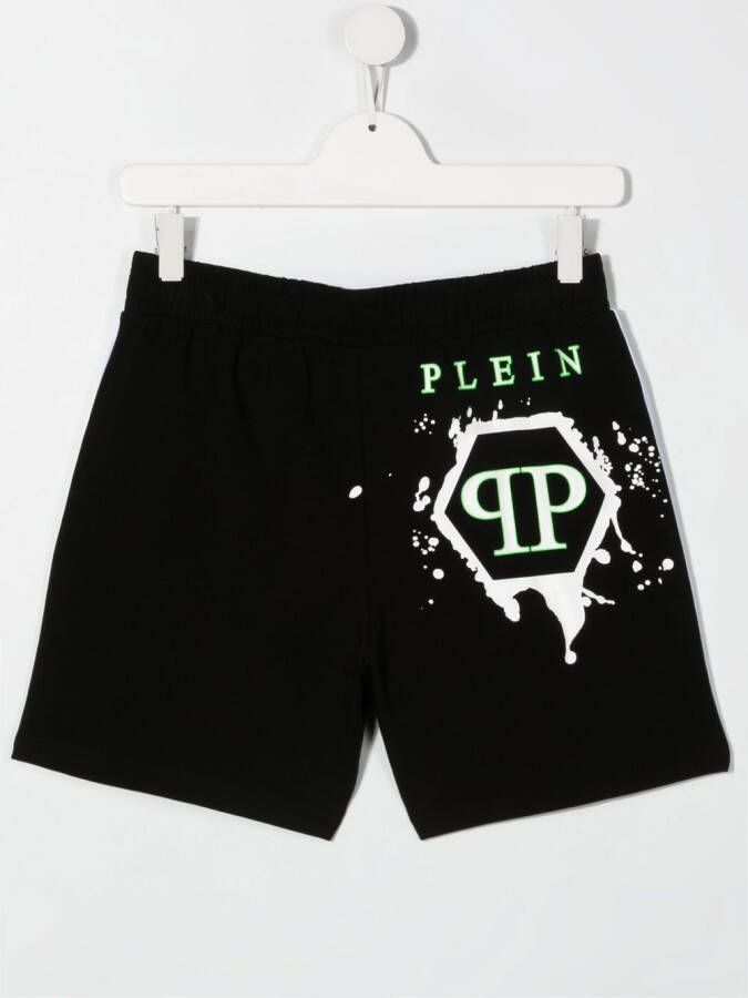 Philipp Plein Junior Shorts met logoprint Zwart