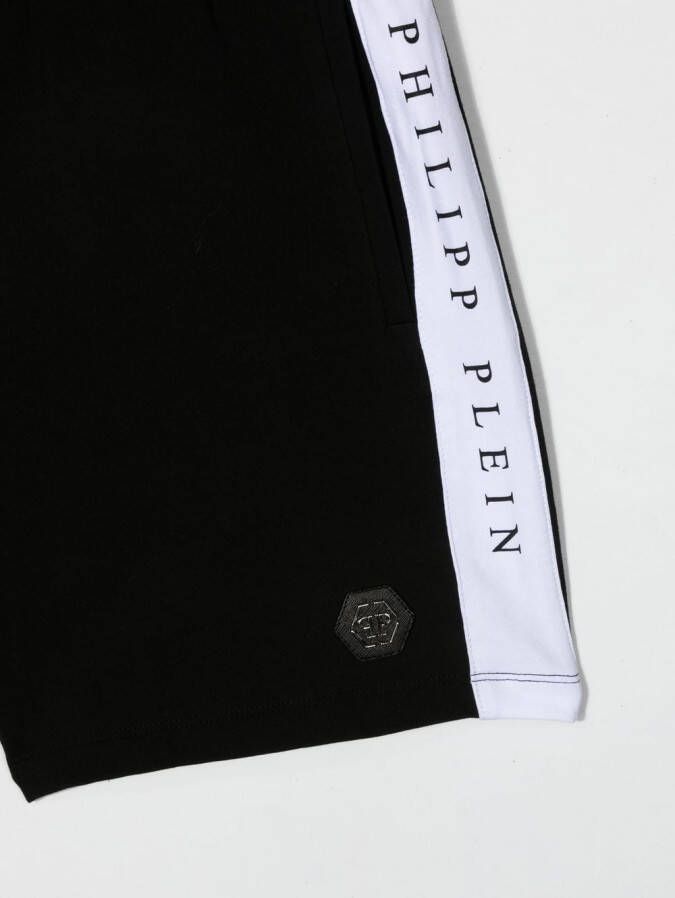Philipp Plein Junior Shorts met logoprint Zwart