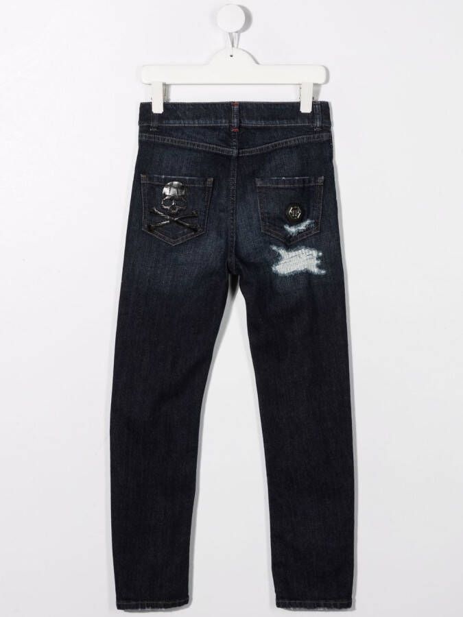 Philipp Plein Junior Slim-fit jeans Blauw
