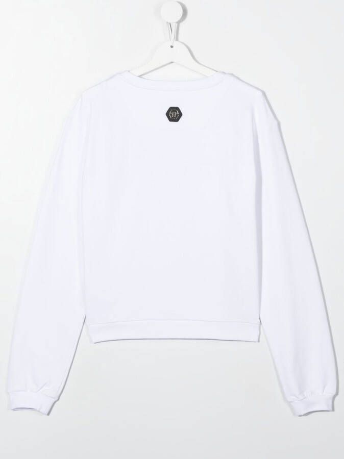 Philipp Plein Junior Sweater met geborduurd logo Wit