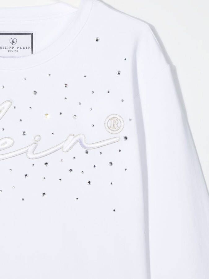 Philipp Plein Junior Sweater met geborduurd logo Wit