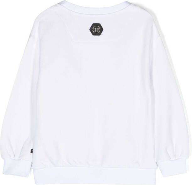 Philipp Plein Junior Sweater met logoprint Wit