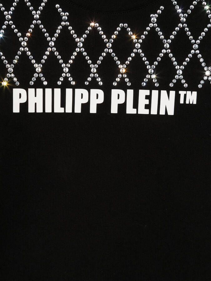 Philipp Plein Junior Sweater verfraaid met stras Zwart