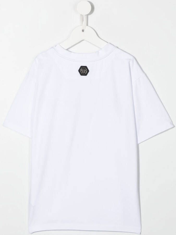 Philipp Plein Junior T-shirt met geborduurd logo Wit