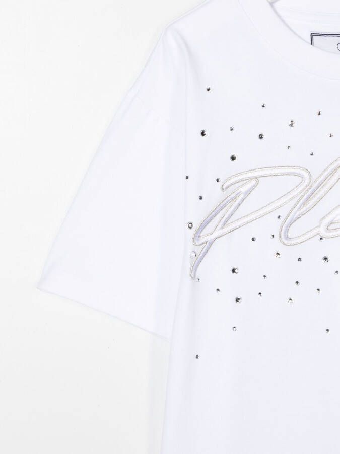 Philipp Plein Junior T-shirt met geborduurd logo Wit