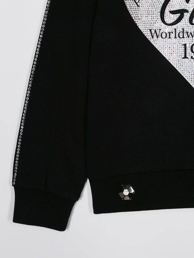 Philipp Plein Junior T-shirt met hartenprint Zwart