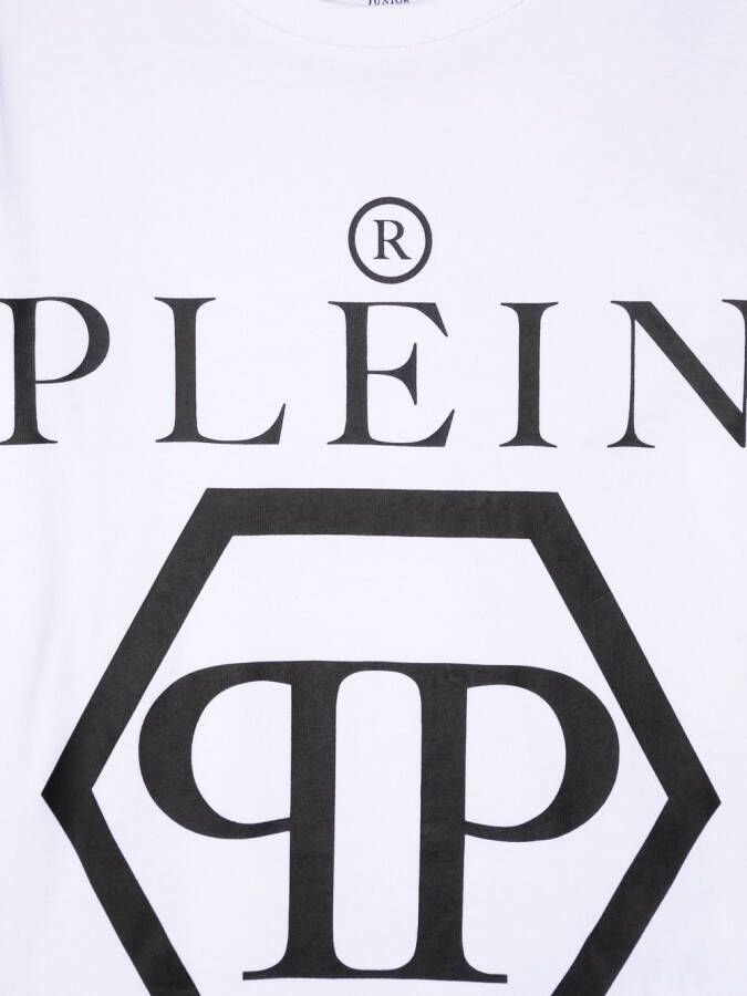 Philipp Plein Junior T-shirt met logoprint Wit