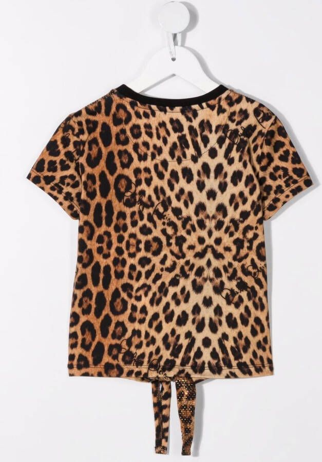 Philipp Plein Junior T-shirt met luipaardprint Bruin
