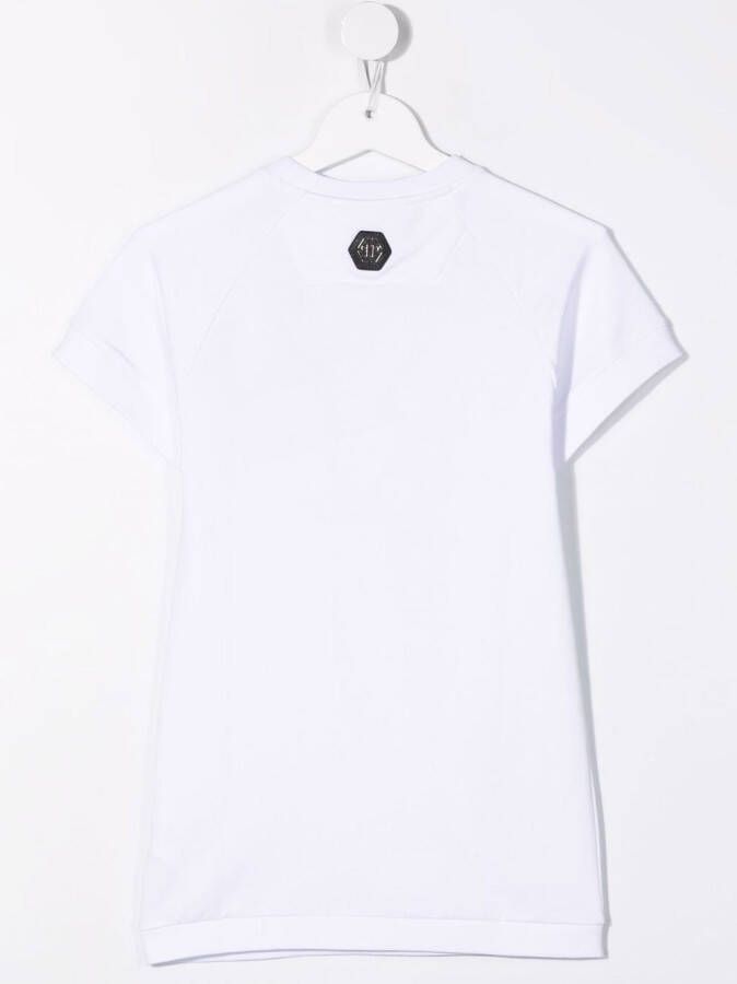Philipp Plein Junior T-shirtjurk met draakprint Wit