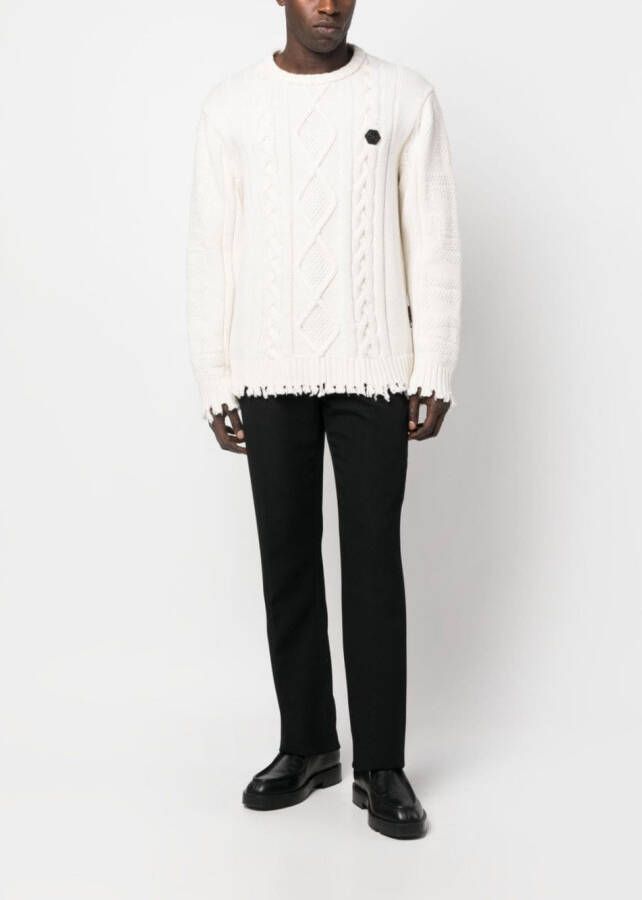 Philipp Plein Kabelgebreide trui Wit