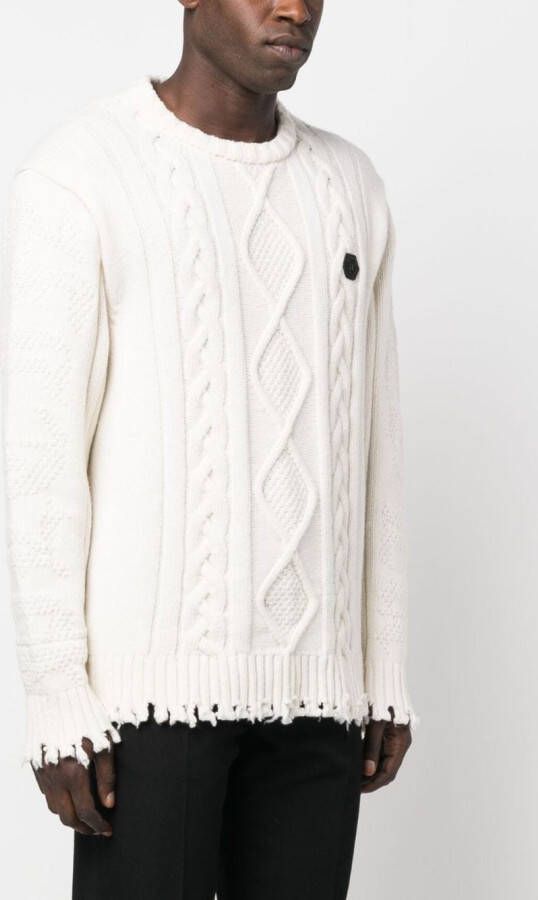 Philipp Plein Kabelgebreide trui Wit