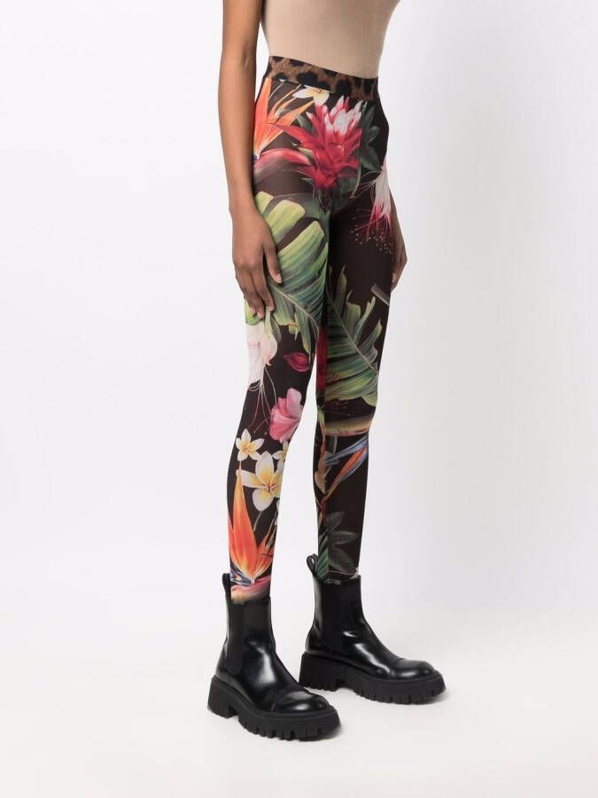 Philipp Plein Legging met bloemenprint Zwart