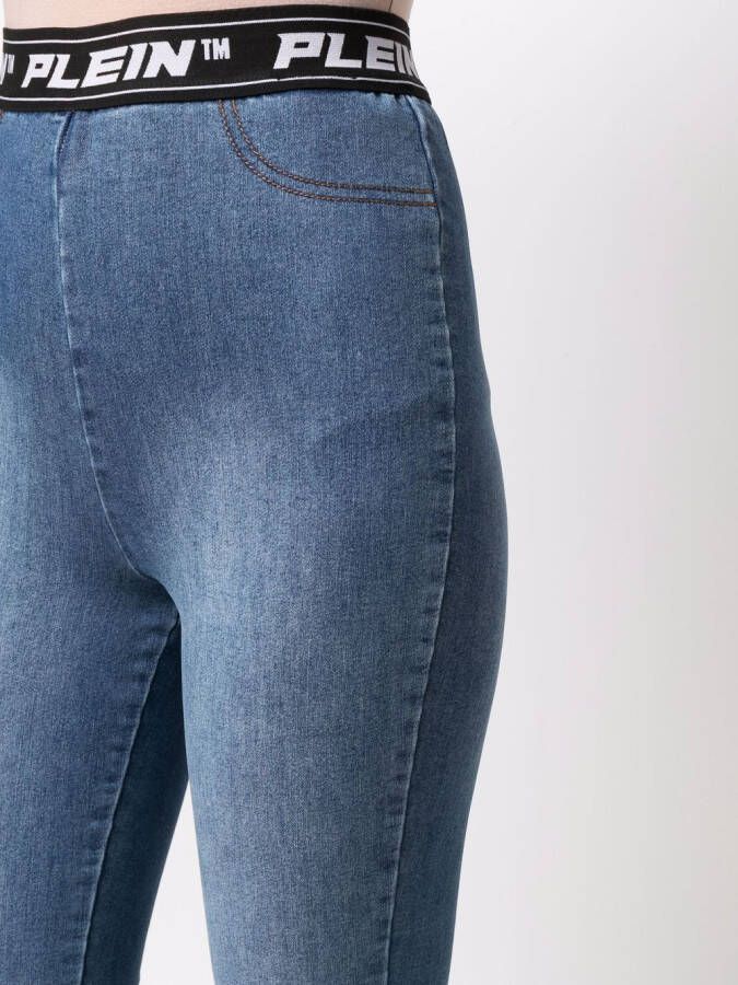 Philipp Plein Legging met logoband Blauw
