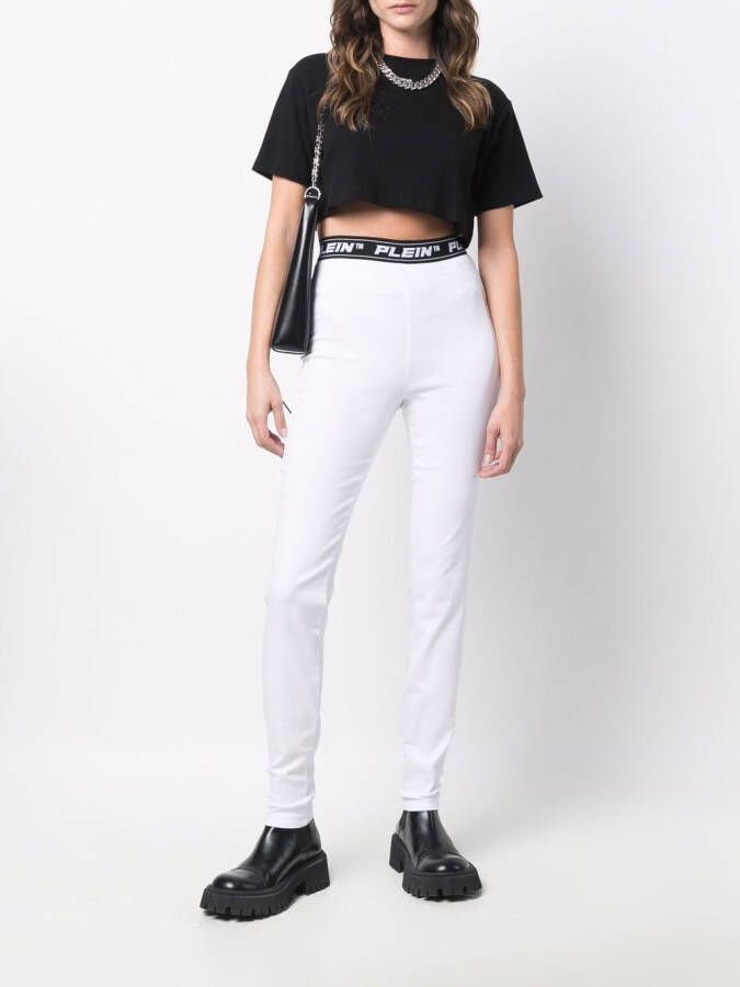 Philipp Plein Legging met logoband Wit